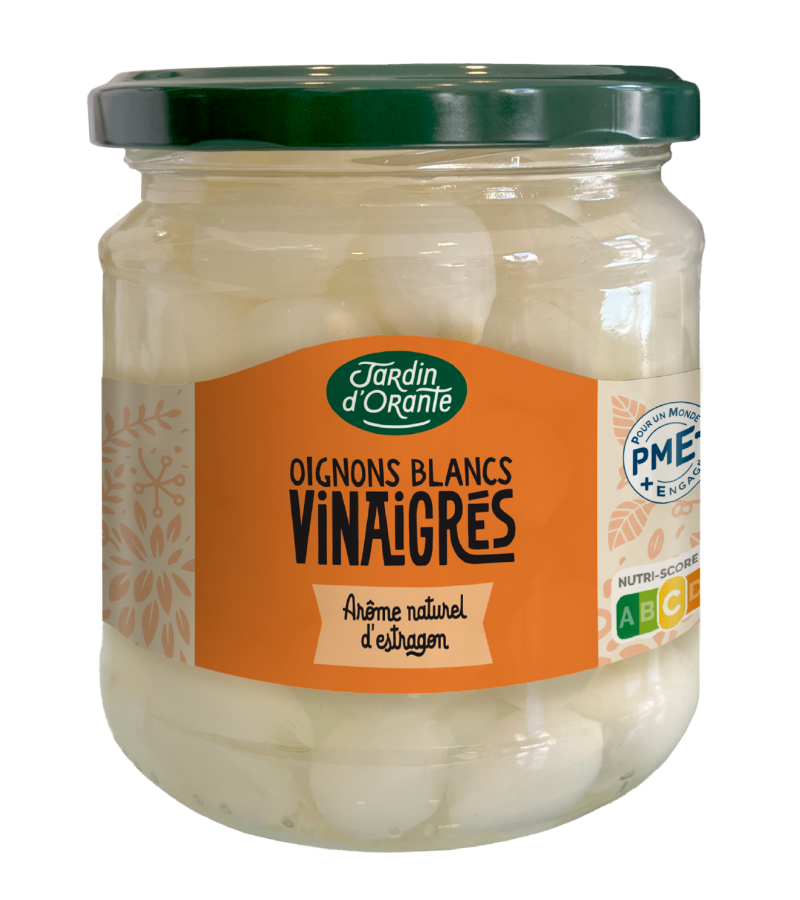 Oignons blancs au vinaigre aromatisé à l'estragon