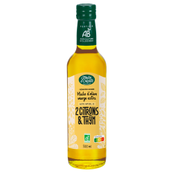 Huile d'olive vierge extra BIO saveur Thym et 2 Citrons 50 cl