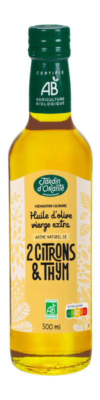 Huile d'olive vierge extra BIO saveur Thym et 2 Citrons 50 cl