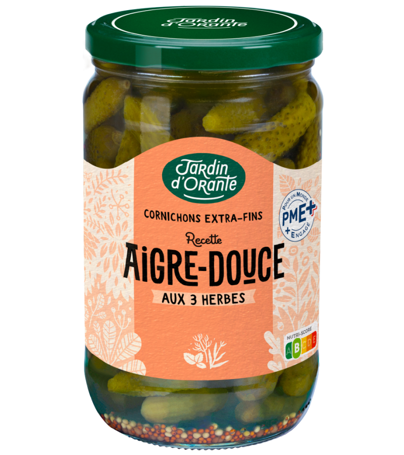 Cornichons Extra Fins Aigre Doux aux 3 Herbes 72 cl